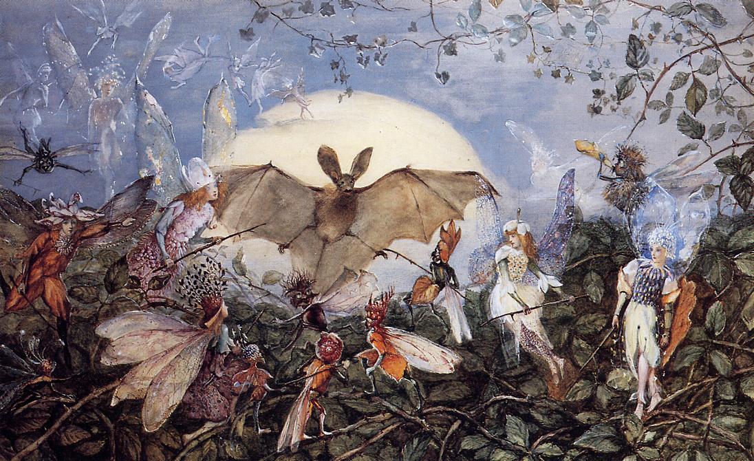 Fairy Hordes Attacking a Bat by John Anster Christian Fitzgerald (1819 - 1906)