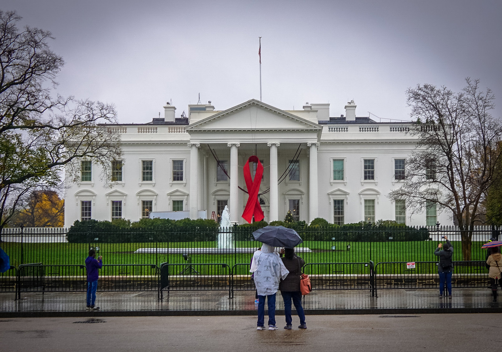 2015 World AIDS Day - Red Ribbon on White House - Washington DC USA 00410