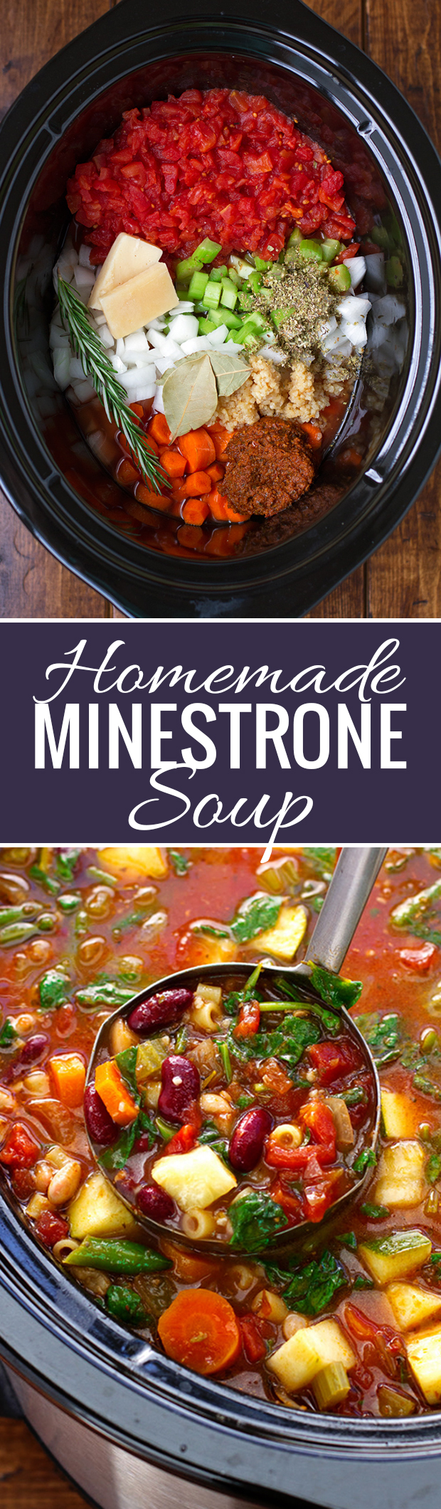 Homemade Minestrone Soup {Slow Cooker} made with a secret ingredient, this soup is perfect for chilly evenings! #minestronesoup #crockpot #slowcooker #minestrone | LIttlespicejar.com 
