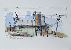 Line and Wash "Shed and Silo"