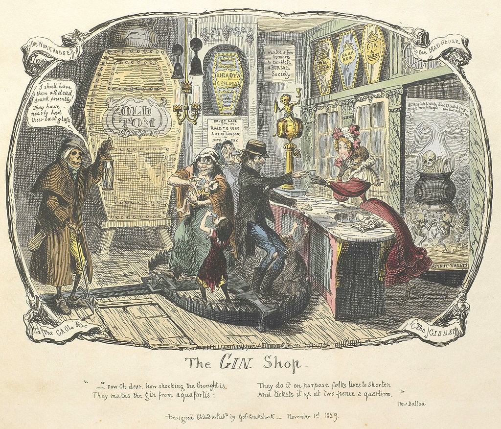 Cruikshank's engraving of The Gin Shop (1829)