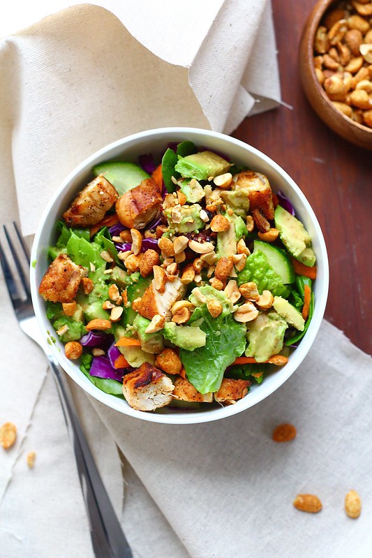 Chicken Avocado Salad with Peanut Dressing