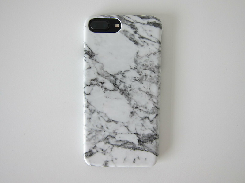 Fabrix Marble Snap Case for iPhone 7 Plus - White - With iPhone 7 Plus Jet Black