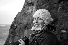 Bridie at the ocean near Dunluce Castle, on the road to the Giant's Causeway.