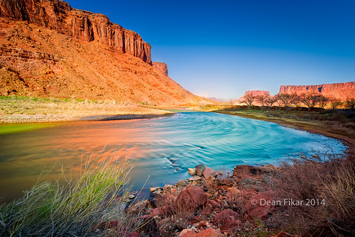 longexposure blue shadow red sky orange cliff mountain color reflection water rock river landscape utah sandstone unitedstates desert bend plateau scenic nobody canyon clear valley coloradoriver redrocks moab wilderness curve hdr highdynamicrange scenicbyway