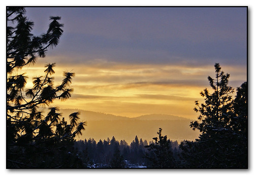 trees winter snow colors silhouette clouds sunrise washington spokane