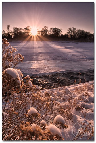 park winter sunset snow cold ice river frozen wind little walk freezing wyoming wy riverton