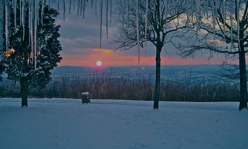 sunset snow icicle montesano