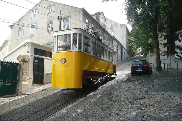 The Glória Funicular in Lisbon