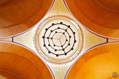 sanantonio texas modernart symmetry ceiling chandelier dome missionconcepcion