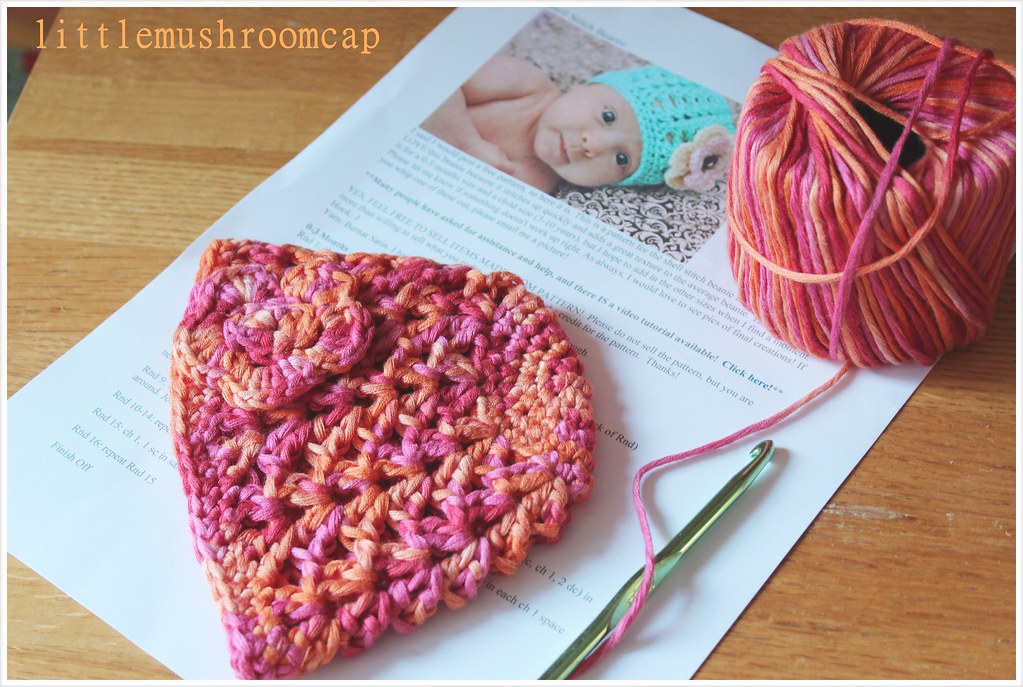 Pink crochet beanie