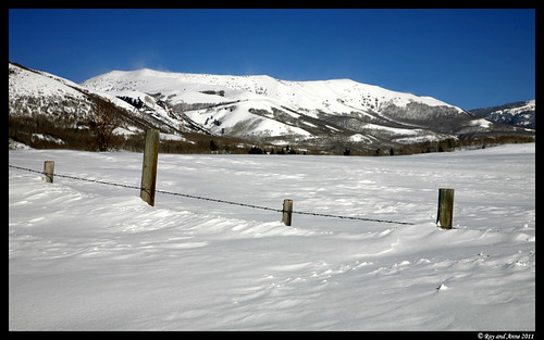 winter snow mountains fence utah uinta february