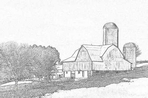 trees snow barn sketch hill silo photocopy filters levels enhance ourdailychallenge adjustlighting photoshopterms