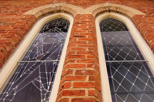 two ontario church window pair gothic redbrick stayner clearviewtownship stpatscatholicchurch