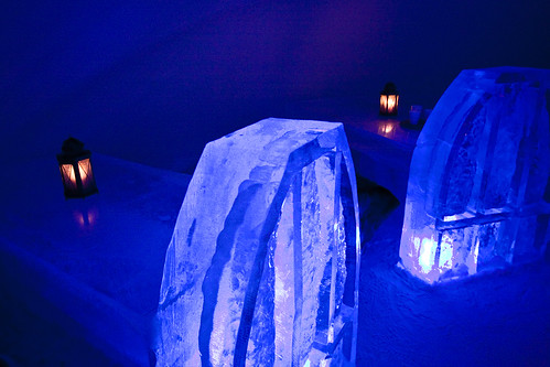 light snow castle ice finland table restaurant glow illumination kemi