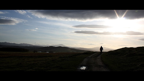 road sunset walking landscape scotland track farm solo lone cinematic hillwalk