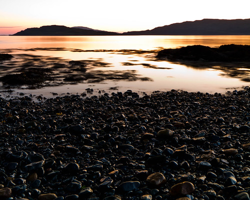 longexposure sunset sea summer water landscape scotland lowlight innerhebrides outdoor pebbles goldenlight