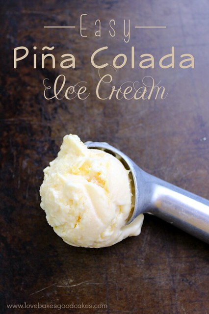 Easy Piña Colada Ice Cream on a scoop.