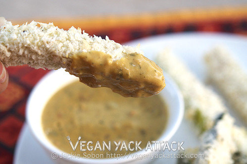 Crunchy baked zucchini sticks paired with a creamy, spicy queso dip makes for an awesome appetizer!