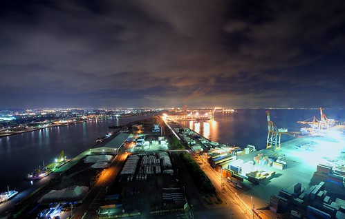japan night port lowlight harbour nightphoto birdseyeview mie yokkaichi observationroom 四日市港ポートビル afsnikkor1424mmf28g うみてらす１４