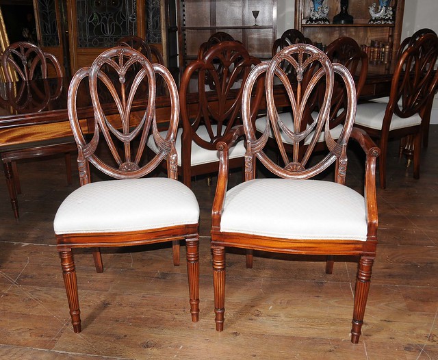 Set of 10 Hepplewhite Style Dining Chairs