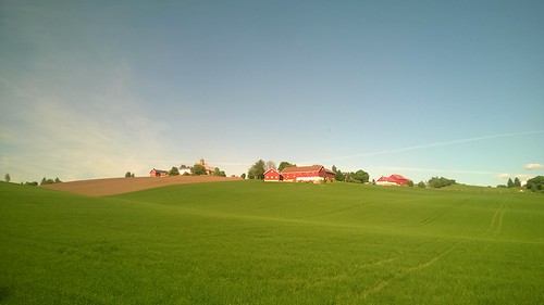 summer church field lines norway skies farm farmland