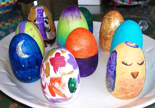 painted wooden eggs