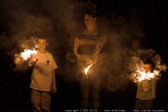 mother & sons with sparklers 