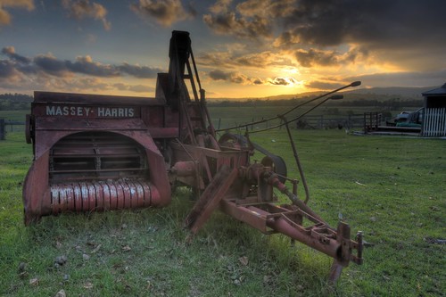 sunset sky sun tractor clouds farm australia nsw vehicle milton southcoast hdr canoneos450d