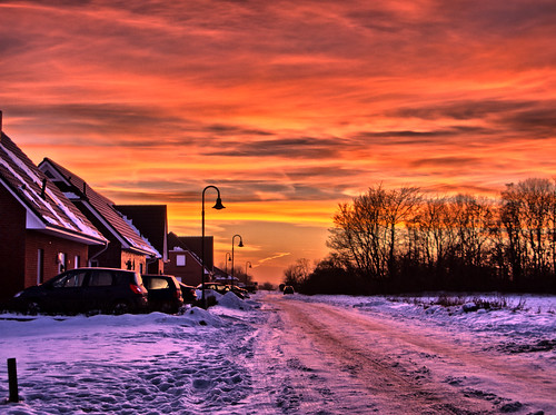 winter sunset snow sundown loxstedt easyhdr chdk