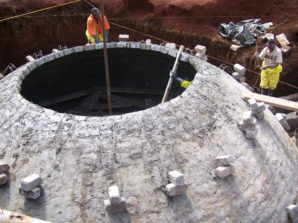 Dome of bio-digester under construction