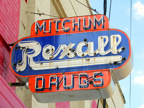 Mitchum Rexall Drugs neon sign