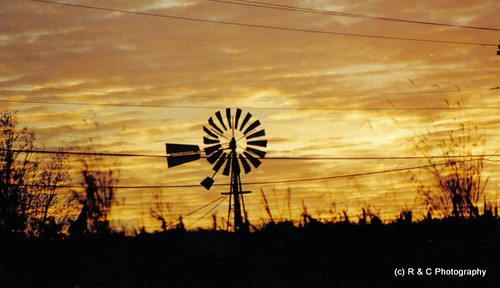 sunset windmill evening