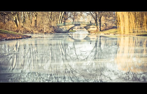 bridge sunlight lake ice reflections 50mm pentax hannover brücke georgengarten k200d