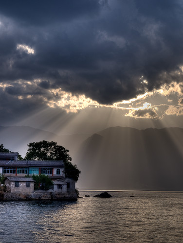 china travel sunset tourism water weather clouds landscape landscapes asia wind yunnan dali hdr erhai
