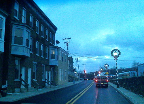 blue winter sunset holiday snow monochrome newjersey twilight mainstreet downtown gloomy traffic nj overcast commute commuting warrencounty phillipsburgnj old22 nj122 morristurnpike