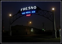 Foggy Fresno Arch