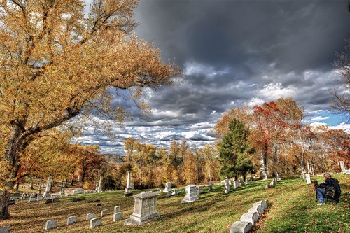 autumn trees fall colors cemetery photoshop nikon day cloudy path tomb walkway nikkor hdr alleghenycemetery tonemapped cs5 d700 davedicello hdrefex hdrexposed