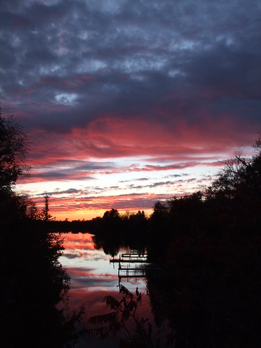 sunset sky lake ontario canada dark canal siloette