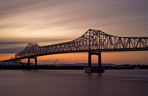 bridge light sunset blur water clouds port river mississippi rouge 50mm evening nikon louisiana long exposure downtown f14 smooth filter nikkor baton stacked seconds horace density wilkinson neutral 486 10stop d700 6stop
