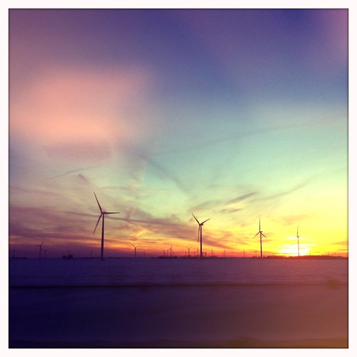 sunset sky sun chicago windmill skyline clouds horizon project365 365project iphone4 iphone365 hipstamatic