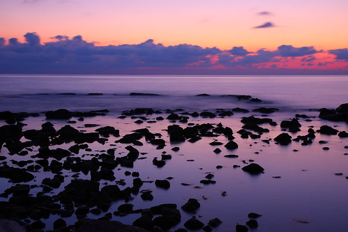 sunset sea rock clouds rocks long exposure purple anawesomeshot skytheme platinumheartaward