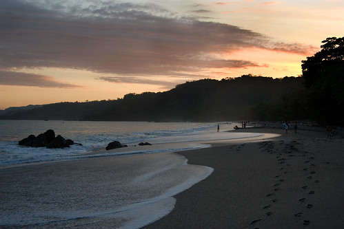sunset beach water sand costarica pacificocean montezuma february 2011