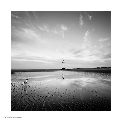 sunset blackandwhite bw dog lighthouse beach wales photography coast photo nikon image fineart photograph talacre d700 ianbramham 1635vr welcomeuk