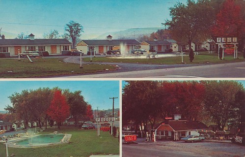 newyork fountain vintage postcard motel diner gasstation otsego poolview eastspringfield triview