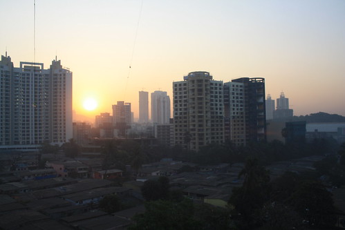 urban india sunrise aerial maharashtra mumbai