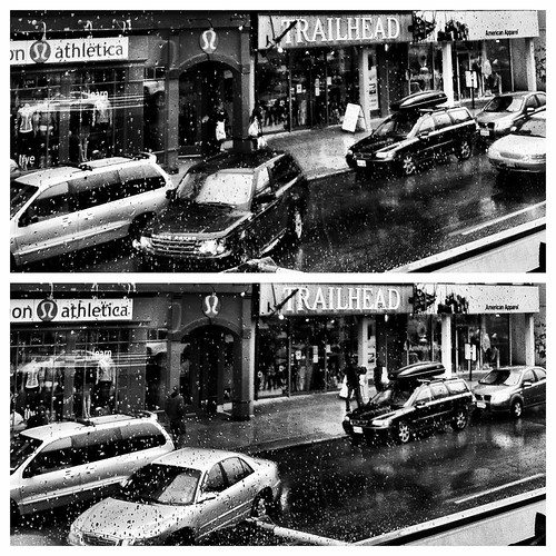 bw cars square diptych raindrops trailhead doubleparking americanappearl streetwebcam