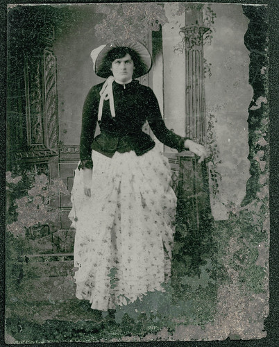 Woman in flowered skirt