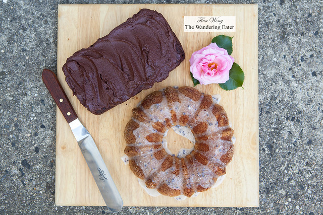 Homemade chocolate and blood orange and currant jam cake & lemon and lavender bundt cake