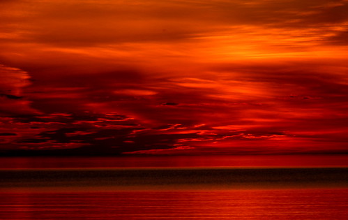 sunset red sky orange lake clouds intense michigan superior upper peninsula